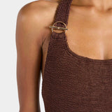 Hunza G Sandy T-Bar Swim Crinkle | Metallic Chocolate