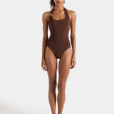 Hunza G Sandy T-Bar Swim Crinkle | Metallic Chocolate