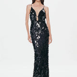 Misha Sapphire Sequin Maxi Dress | Black Sequin