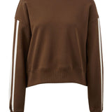 Ceres Life Sporty Slouchy Crew | Chocolate Side Stripe
