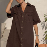 Ceres Life Relaxed Shirt Dress | Chocolate