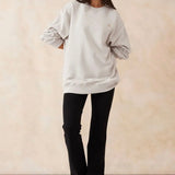 Ceres Life Oversized Slouchy Crew | Almond/Small Logo