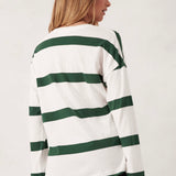 Ceres Life Slouchy Long Sleeve Tee | Vanilla/Pine Green Bold Stripe