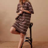 Ceres Life Cleo Mini Terry Dress | Chocolate/White Stripe