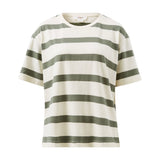 Ceres Life Stevie Slouchy Tee | Eggshell/Moss Green Bold Stripe