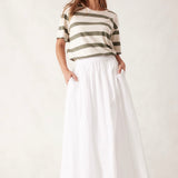 Ceres Life Stevie Slouchy Tee | Eggshell/Moss Green Bold Stripe