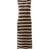 Ceres Life Margot Mesh Knit Tank Midi Dress | Choc Stripe