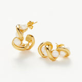MISSOMA Molton Pearl Twisted Small Double Hoop Earrings | Gold (PRE-ORDER)