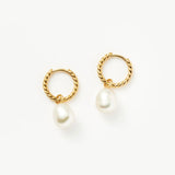 MISSOMA Pearl Twisted Small Drop Hoop Earrings | Gold (PRE-ORDER)