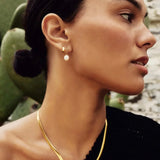 MISSOMA Pearl Twisted Small Drop Hoop Earrings | Gold (PRE-ORDER)