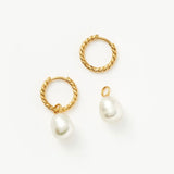 MISSOMA Pearl Twisted Small Drop Hoop Earrings | Gold (PRE-ORDER)