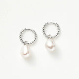 MISSOMA Pearl Twisted Small Drop Hoop Earrings | Silver (PRE-ORDER)