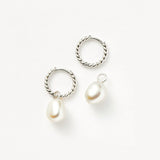MISSOMA Pearl Twisted Small Drop Hoop Earrings | Silver (PRE-ORDER)