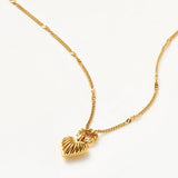 MISSOMA Mini Ridge Heart Charm Pendant Necklace | Gold (PRE-ORDER)