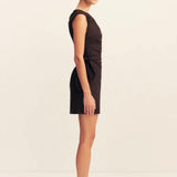 Shona Joy Brooks Asymmetrical Tie Mini Dress | Ganache