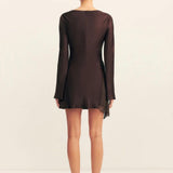Shona Joy Allegra Lace Panelled Mini Dress | Espresso