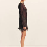 Shona Joy Allegra Lace Panelled Mini Dress | Espresso