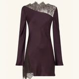 Shona Joy Allegra Lace Panelled Mini Dress | Espresso