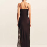 Shona Joy Allegra Cowl Lace Panelled Maxi Dress | Espresso