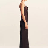 Shona Joy Allegra Cowl Lace Panelled Maxi Dress | Espresso