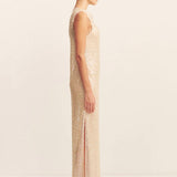 Shona Joy Everly High Neck Maxi Dress| Macadamia