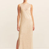 Shona Joy Everly High Neck Maxi Dress| Macadamia