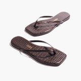 TKEES Square Toe Lily | Carob Croc