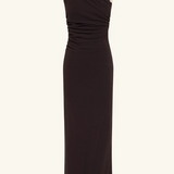 Shona Joy Beau Gathered Asymmetrical Midi Dress | Espresso