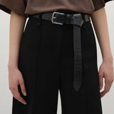 A Emery Leroy Belt | Black Embossed Croc