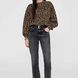 Anine Bing Miles Sweatshirt | Black and Brown Leopard (PRE-ORDER)