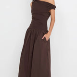 Bec + Bridge Freya Asym Maxi Dress | Dark Chocolate