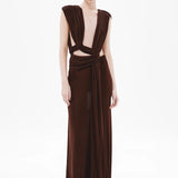 Misha The Naomi Draped Rib Dress | Chocolate