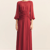 Rowe High Neck Ballon Sleeve Maxi Dress