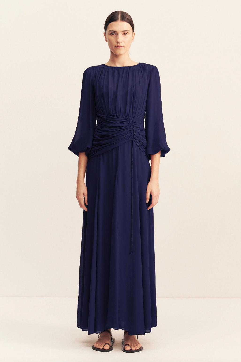 Romy High Neck Balloon Sleeve Maxi Dress
