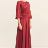 Shona Joy Rowe High Neck Ballon Sleeve Maxi Dress | Sangria