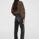 Anine Bing Miles Sweatshirt | Black and Brown Leopard (PRE-ORDER)