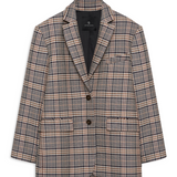 Anine Bing Quinn Blazer | Beige/Navy Check (PRE-ORDER)