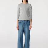 Bassike 3/4 Sleeve V-Neck T-Shirt | Grey Marl (PRE-ORDER)