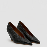 Camilla and Marc Rhys Croc Pump | Black Croc