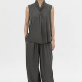 Camilla and Marc Senae Draped Knot Sleeveless Top | Charcoal