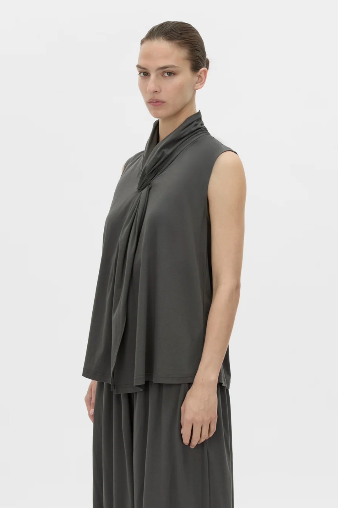 Camilla and Marc Senae Draped Knot Sleeveless Top | Charcoal