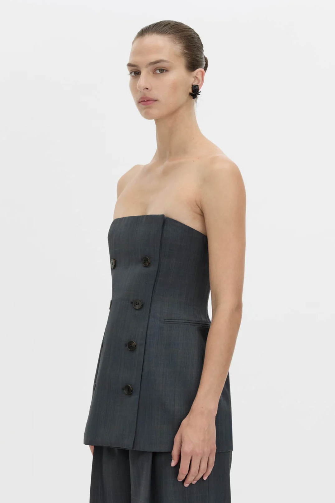 Camilla and Marc Ivar Bodice Top | Navy Chocolate Check