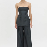 Camilla and Marc Ivar Bodice Top | Navy Chocolate Check