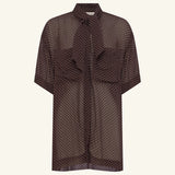 Shona Joy Maddox Short Sleeve Neck Tie Shirt | Ristretto/ Sky