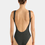 Hunza G Square Neck Swim | Crinkle Metallic Graphite (PRE-ORDER)