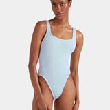 Hunza G Square Neck Swim | Metallic Ice Blue