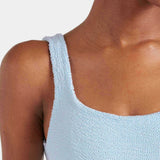 Hunza G Square Neck Swim | Metallic Ice Blue