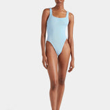 Hunza G Square Neck Swim | Metallic Ice Blue