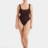 Hunza G Square Neck Swim | Metallic Chocolate