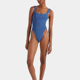 Hunza G Square Neck Swim | Metallic Denim